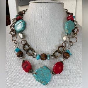 Fun chunky southwest inspired glass bead chain necklace